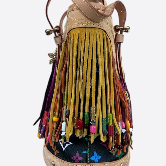 Louis Vuitton Black & Multicolor Monogram Fringe Bucket Bag - Picture 2 of 5